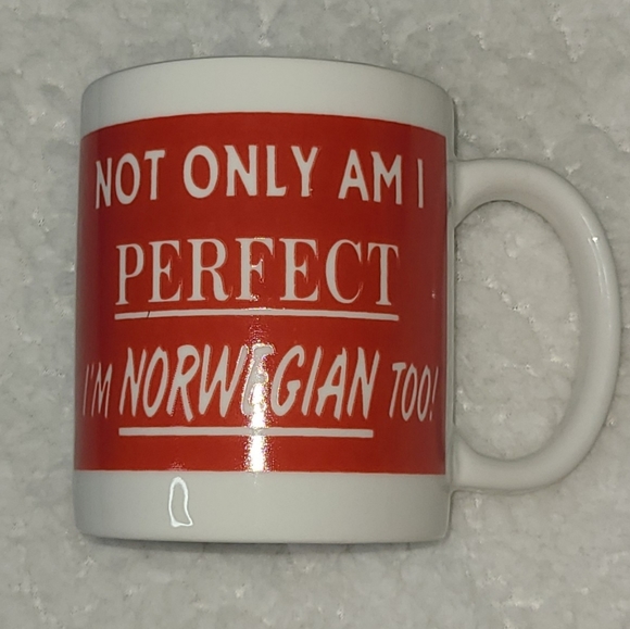 Norwegian Mug Bergquist Imports Red and White - Picture 2 of 7